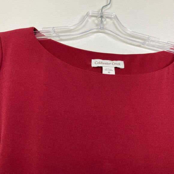 Coldwater Creek Pleated Maxi Dress Size 10 Burgundy Red Stretch Side Zip - Picture 2 of 7